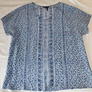 NIC+ZOE Shirt, Size Small, Blue print